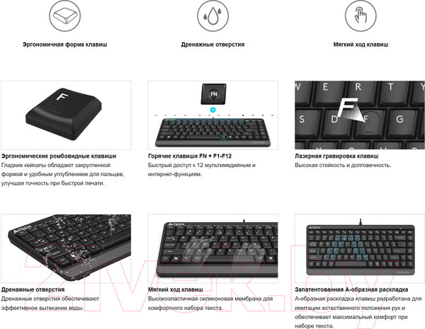 Изображение товара Клавиатура A4Tech Fstyler FKS11 (черный/серый)