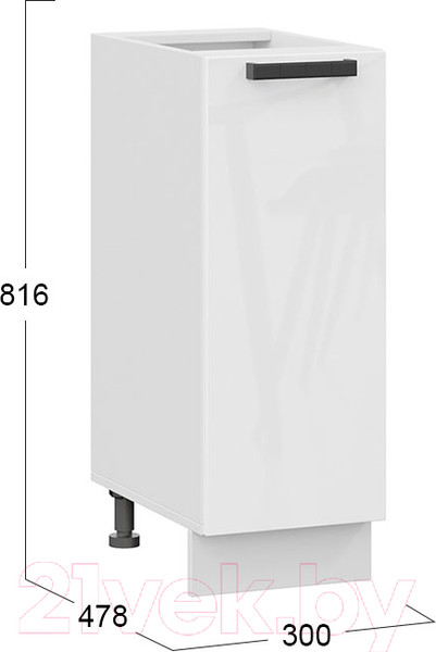 Изображение товара Шкаф-стол кухонный ТриЯ Детройт 1Н3 исп.2 (белый/белый глянец)