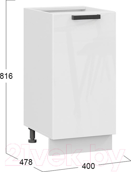 Изображение товара Шкаф-стол кухонный ТриЯ Детройт 1Н4 исп.2 (белый/белый глянец)