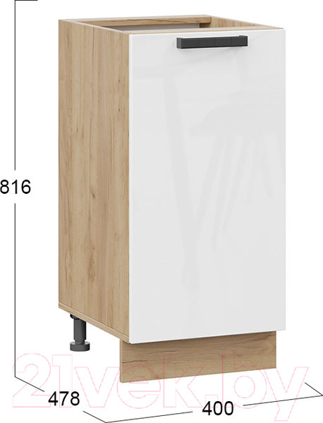 Изображение товара Шкаф-стол кухонный ТриЯ Детройт 1Н4 исп.2 (дуб крафт золотой/белый глянец)