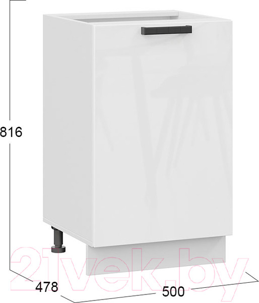 Изображение товара Шкаф-стол кухонный ТриЯ Детройт 1Н5 исп.2 (белый/белый глянец)