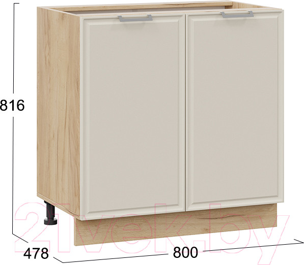 Изображение товара Шкаф-стол кухонный ТриЯ Белладжио 1Н8 (дуб крафт золотой/софт панакота)