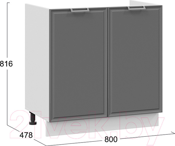 Изображение товара Шкаф под мойку ТриЯ Белладжио 1Н8М (белый/софт графит)