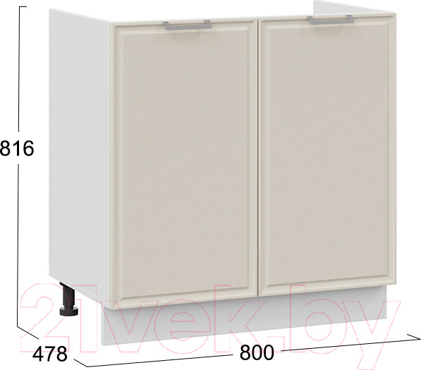 Изображение товара Шкаф под мойку ТриЯ Белладжио 1Н8М (белый/софт панакота)