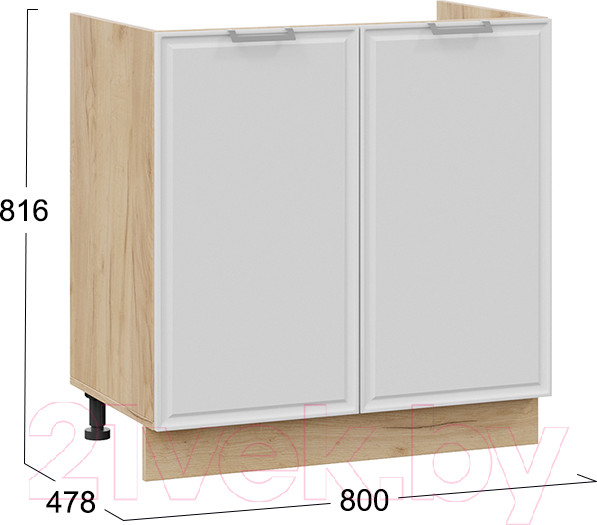 Изображение товара Шкаф под мойку ТриЯ Белладжио 1Н8М (дуб крафт золотой/фон белый)