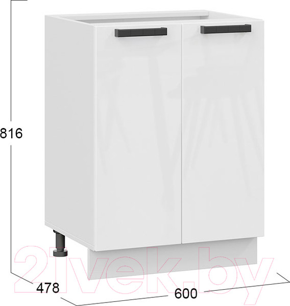 Изображение товара Шкаф-стол кухонный ТриЯ Детройт 1Н6 исп.2 (белый/белый глянец)