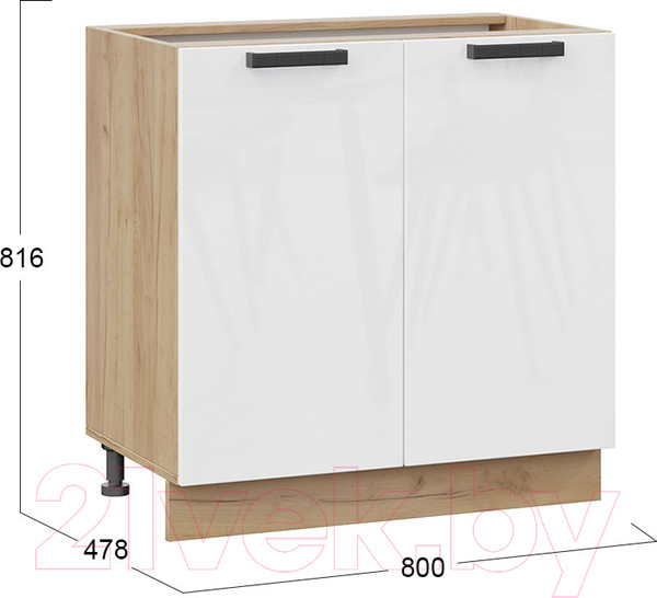 Изображение товара Шкаф-стол кухонный ТриЯ Детройт 1Н8 исп.2 (дуб крафт золотой/белый глянец)