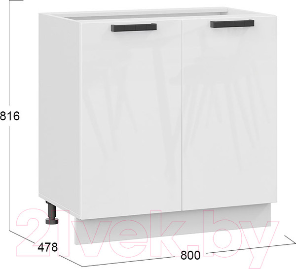 Изображение товара Шкаф-стол кухонный ТриЯ Детройт 1Н8 исп.2 (белый/белый глянец)
