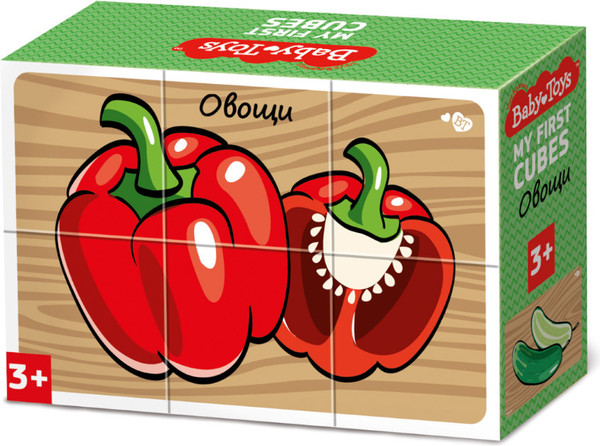 Изображение товара Развивающий игровой набор Baby Toys Кубики Овощи / 03545