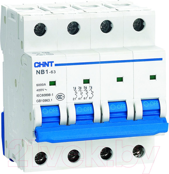 Изображение товара Выключатель автоматический Chint NB1-63 4P 50A 6кА (C) / 179750