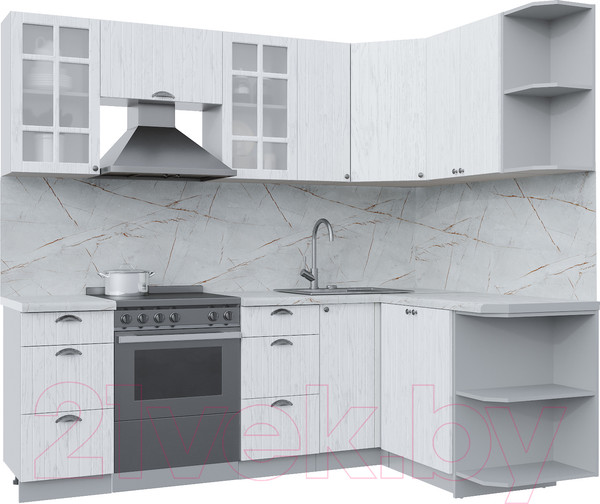 Изображение товара Кухонный гарнитур Интерлиния Берес 1.5x2.3 правая (дуб полярный/серый каспий)