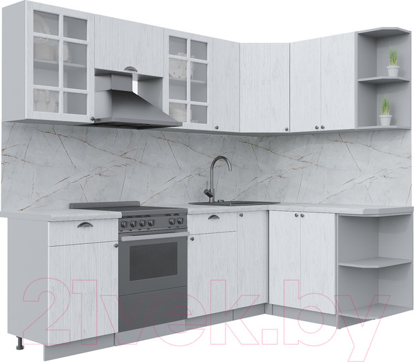 Изображение товара Кухонный гарнитур Интерлиния Берес 1.5x2.5 правая (дуб полярный/серый каспий)