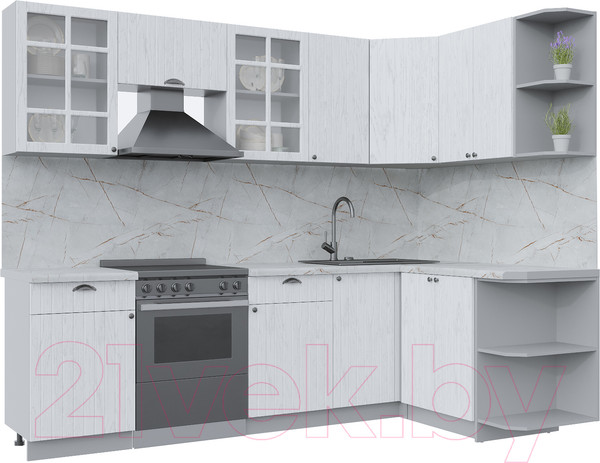 Изображение товара Кухонный гарнитур Интерлиния Берес 1.5x2.6 правая (дуб полярный/серый каспий)
