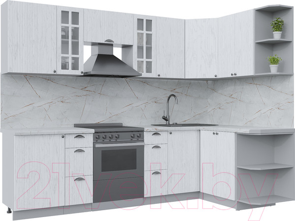 Изображение товара Кухонный гарнитур Интерлиния Берес 1.5x2.7 правая (дуб полярный/серый каспий)