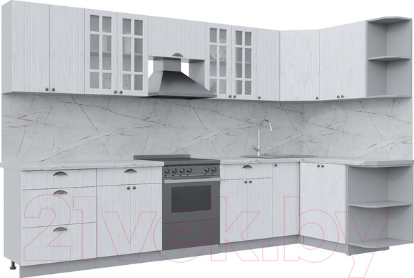 Изображение товара Кухонный гарнитур Интерлиния Берес 1.5x3.3 правая (дуб полярный/серый каспий)