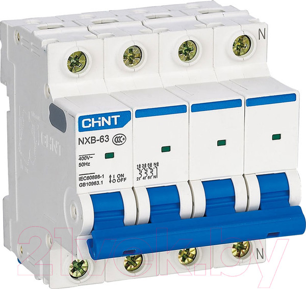 Изображение товара Выключатель автоматический Chint NXB-63S 4P 16A 4.5кА C / 296905
