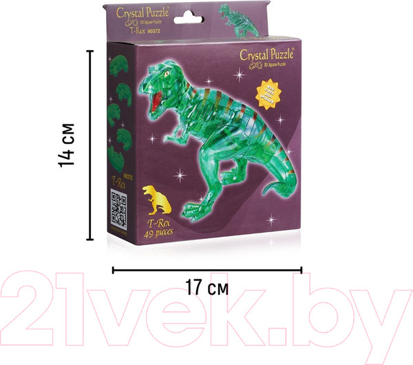 Изображение товара 3D-пазл Crystal Puzzle Динозавр T-Rex / 90372 (зеленый)