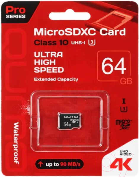 Изображение товара Карта памяти Qumo MicroSDXC 64GB (QM64GMICSDXC10U3NA)