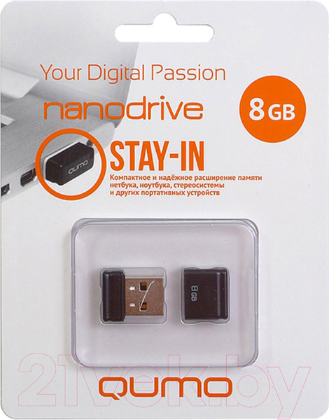 Изображение товара USB flash накопитель Qumo 8GB Nano / QM8GUD-NANO-B (черный)