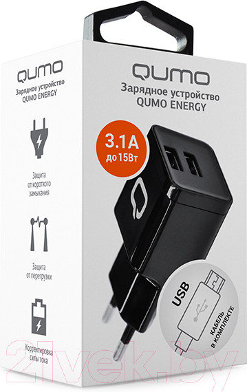 Изображение товара Зарядное устройство сетевое Qumo Energy Charger 0061 / Q23842 (черный)