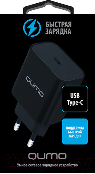 Изображение товара Адаптер питания сетевой Qumo Energy Light Charger 0050 / Q32874 (черный)