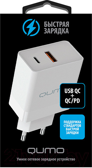 Изображение товара Адаптер питания сетевой Qumo Energy Light Charger 0052 / Q32846 (белый)