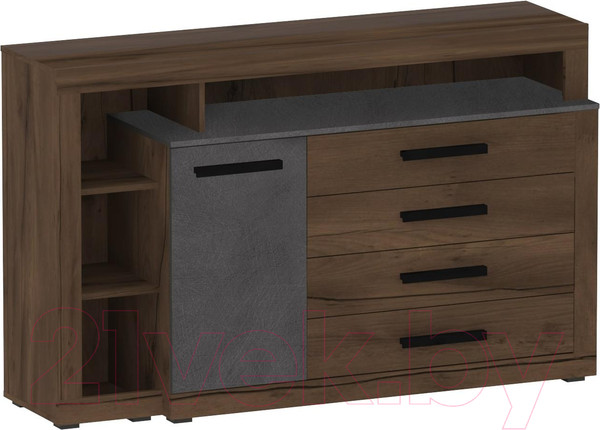 Изображение товара Тумба Мебельград Глазго с дверцей и 4-мя ящиками (таксония/металл бруклин)