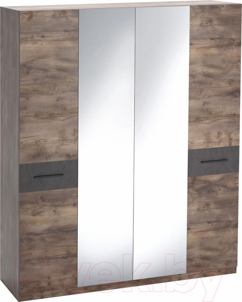 Изображение товара Шкаф Мебельград Глазго 4-х дверный 203.5x53.5x226.5 (таксония/металл бруклин)