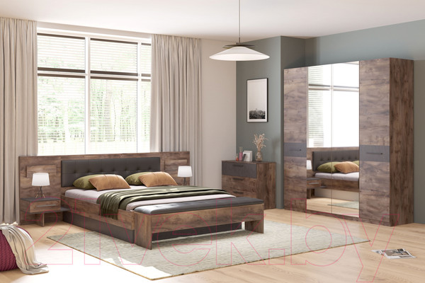 Изображение товара Шкаф Мебельград Глазго 4-х дверный 203.5x53.5x226.5 (таксония/металл бруклин)