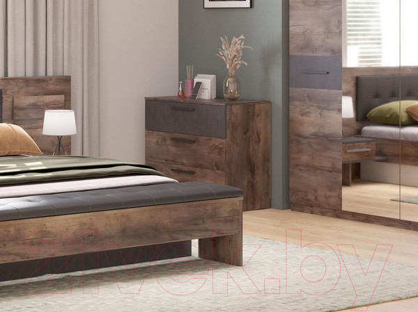 Изображение товара Комод Мебельград Глазго 3 ящика 90.5x42.5x75 (таксония/металл бруклин)