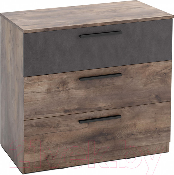 Изображение товара Комод Мебельград Глазго 3 ящика 90.5x42.5x75 (таксония/металл бруклин)