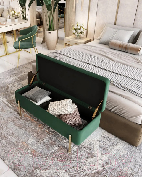 Изображение товара Банкетка Stool Group Болейн с ящиком / 20A544VF-MOMO-17 (велюр зеленый)