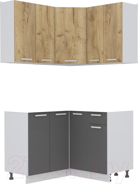 Изображение товара Кухонный гарнитур Интерлиния Мила Лайт 1.2x1.2 без столешницы (дуб золотой/антрацит)