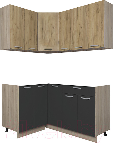 Изображение товара Кухонный гарнитур Интерлиния Мила Лайт 1.2x1.5 без столешницы (дуб золотой/антрацит)