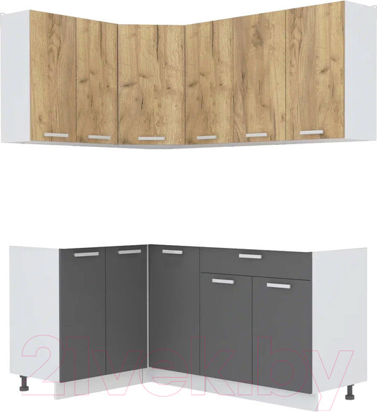 Изображение товара Кухонный гарнитур Интерлиния Мила Лайт 1.2x1.8 без столешницы (дуб золотой/антрацит)