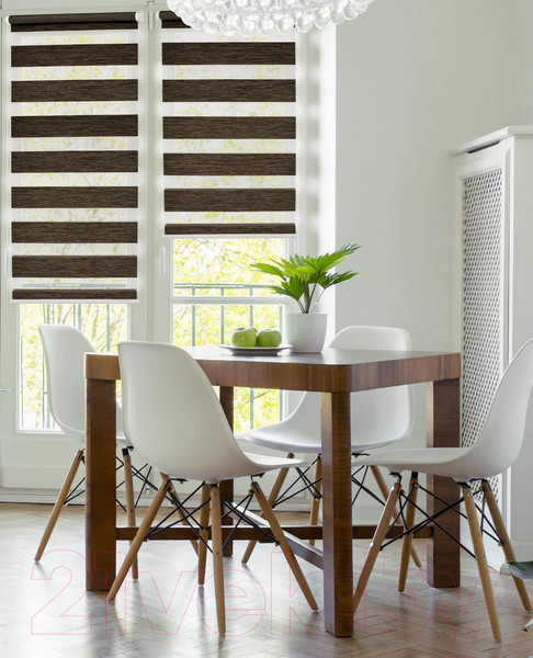 Изображение товара Рулонная штора Delfa Сантайм День-Ночь Натур МКД DN-4310 (81x160, венге)