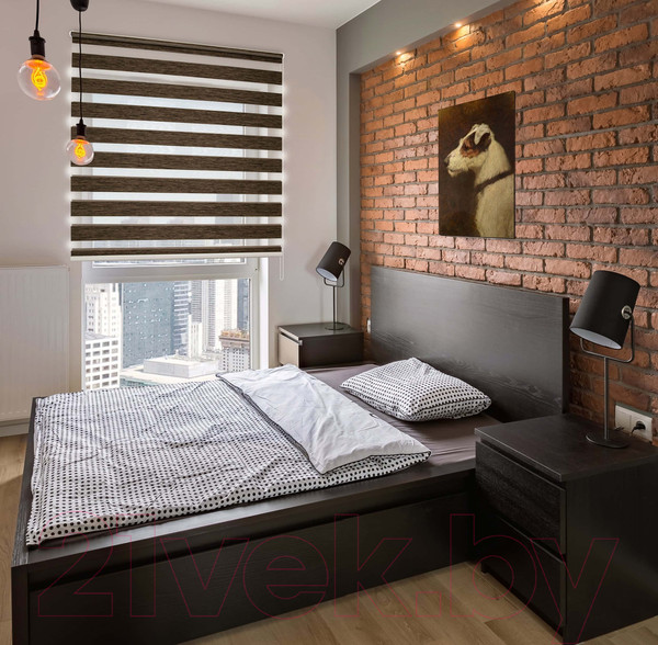 Изображение товара Рулонная штора Delfa Сантайм День-Ночь Натур МКД DN-4310 (68x215, венге)