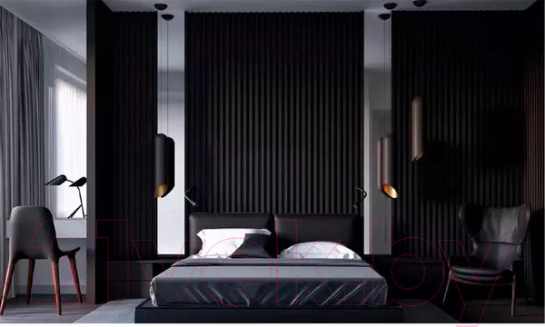 Изображение товара Рейка интерьерная STELLA Ривьера МДФ Black Edition (2700x30x40)