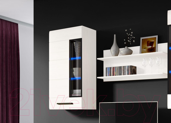 Изображение товара Шкаф навесной Мебельград Кельн (белый аляска/белый глянец)