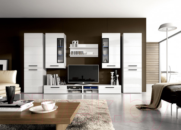 Изображение товара Шкаф навесной Мебельград Кельн (белый аляска/белый глянец)