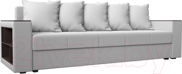 Изображение товара Диван Лига Диванов Дубай лайт полки слева / 114334L (экокожа белый)
