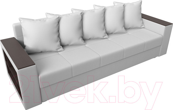 Изображение товара Диван Лига Диванов Дубай лайт полки слева / 114334L (экокожа белый)