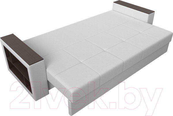 Изображение товара Диван Лига Диванов Дубай лайт полки слева / 114334L (экокожа белый)