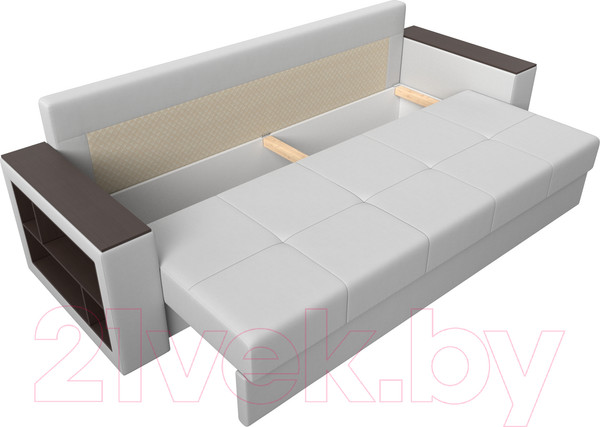 Изображение товара Диван Лига Диванов Дубай лайт полки слева / 114334L (экокожа белый)