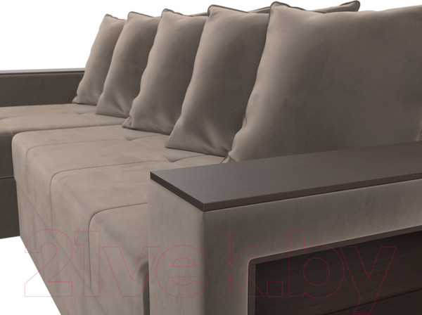 Изображение товара Диван угловой Лига Диванов Дубай лайт левый (велюр коричневый)