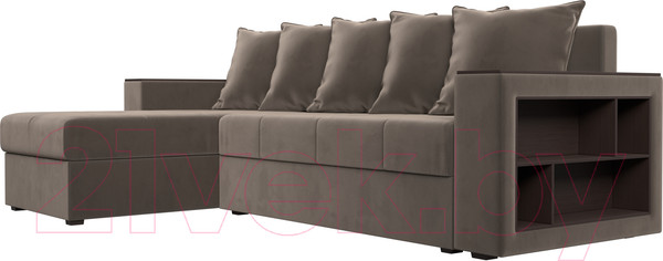 Изображение товара Диван угловой Лига Диванов Дубай лайт левый (велюр коричневый)