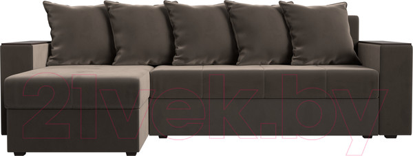 Изображение товара Диван угловой Лига Диванов Дубай лайт левый (велюр коричневый)