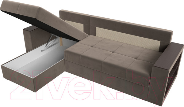 Изображение товара Диван угловой Лига Диванов Дубай лайт левый (велюр коричневый)