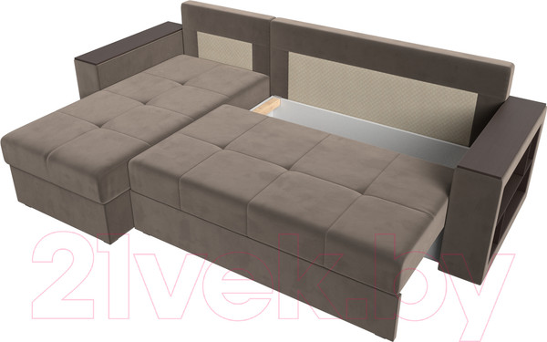 Изображение товара Диван угловой Лига Диванов Дубай лайт левый (велюр коричневый)