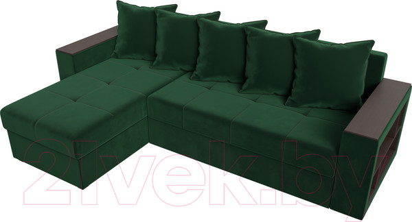 Изображение товара Диван угловой Лига Диванов Дубай лайт левый (велюр зеленый)